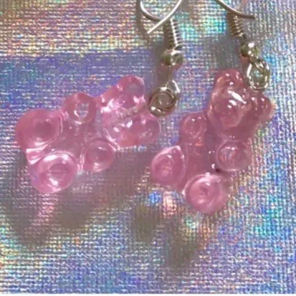 Earrings Gummy Bear Candy Colorful Translucent Resin - Picture 10 of 16